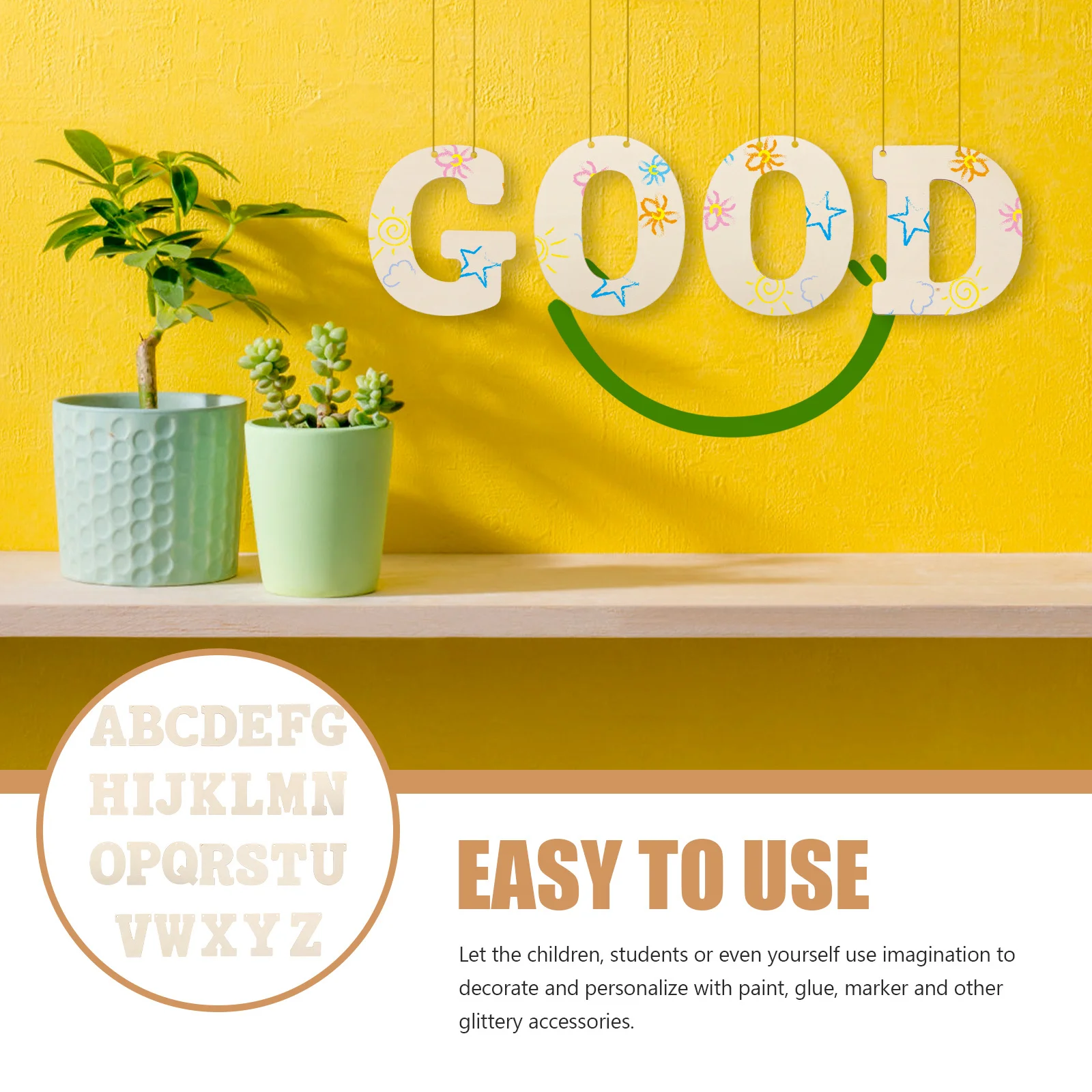 

66pcs Wooden Alphabet Slices Natural Letter Cutouts For Kids Diy Spelling Puzzle Craft Decorative Wood Pieces Small Large