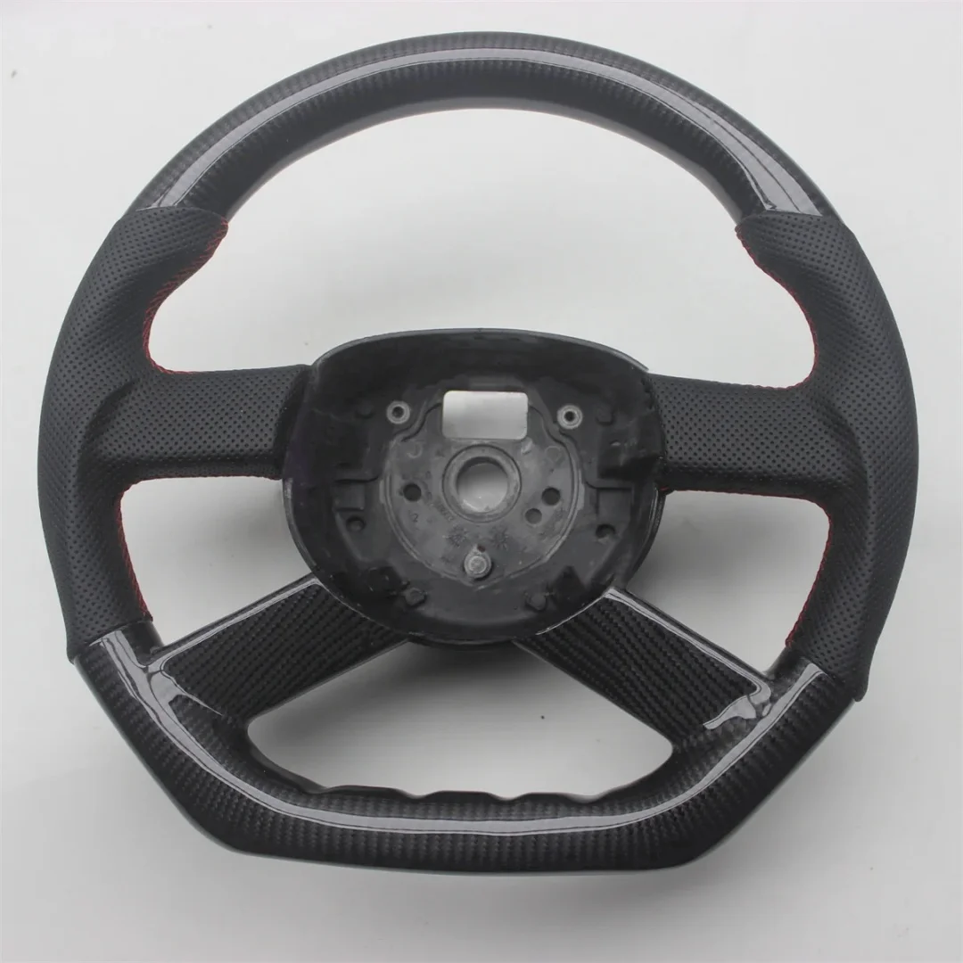 Replacement For Volkswagen Polo MK4 Leather Real Carbon Fiber Steering Wheel 2002-2008