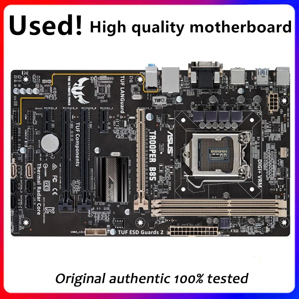 For Asus TROOPER B85 Desktop Motherboard B85 DDR3 16GB LGA 1150 For Core i7 i5 i3  SATA3 USB3.0  Original Used Mainboard