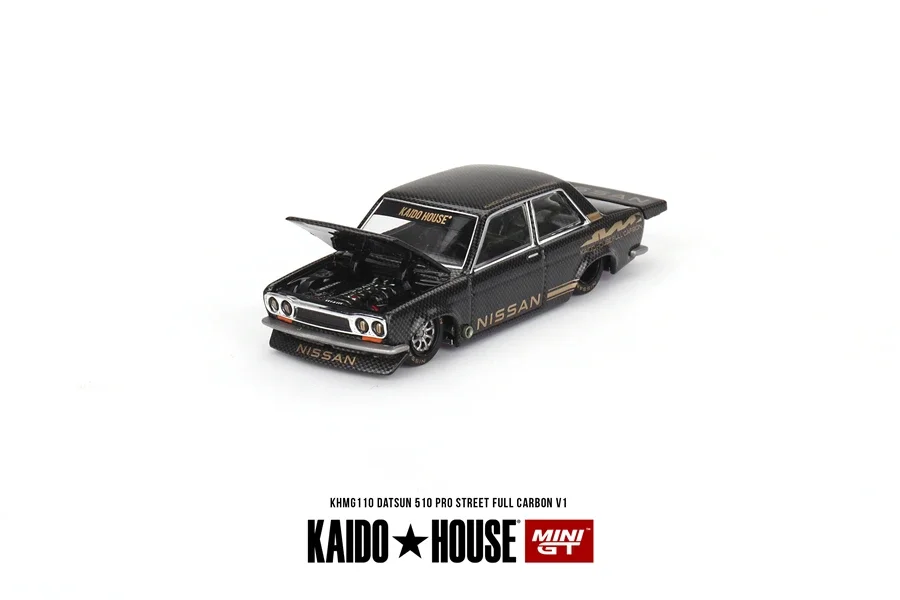 

Kaido House + MINIGT Datsun 510 Pro Street, полностью карбоновая модель автомобиля V1 KHMG110, литой автомобиль, игрушка