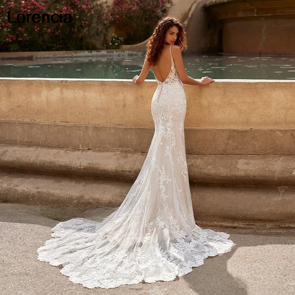 Lorencia-Vestido De novia elegante con encaje De sirena, traje con apliques De cuentas, vestidos De novia, YMW195, 2024