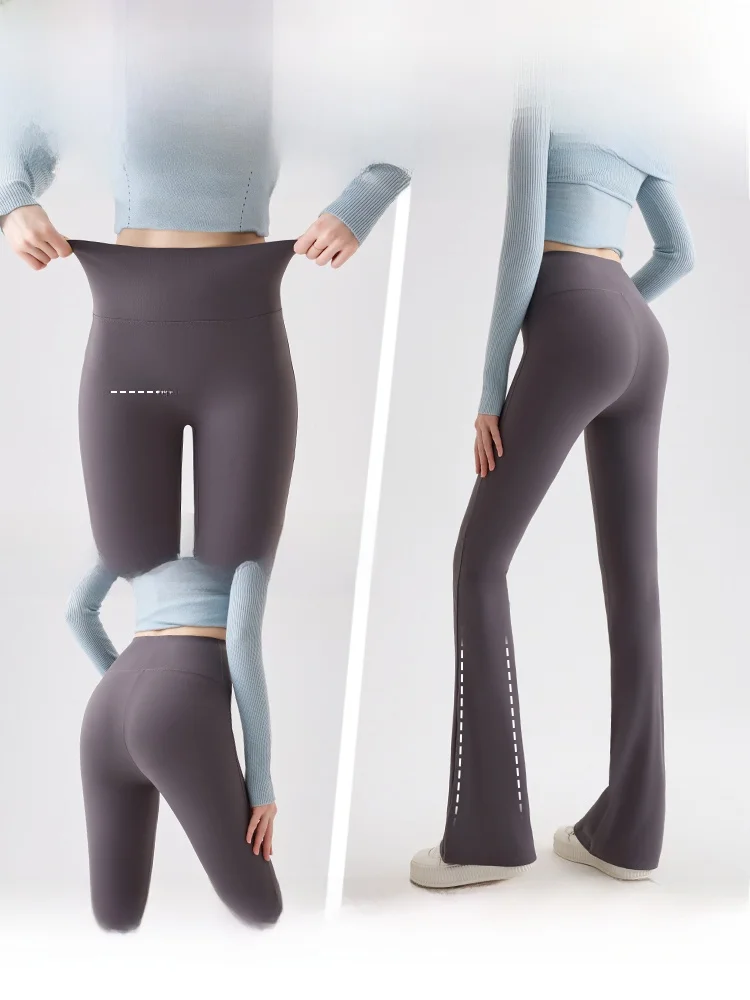 Primavera outono cintura alta calças de yoga das mulheres cintura alta sino bot elástico controle de barriga sem deslizamento ajuste confortável