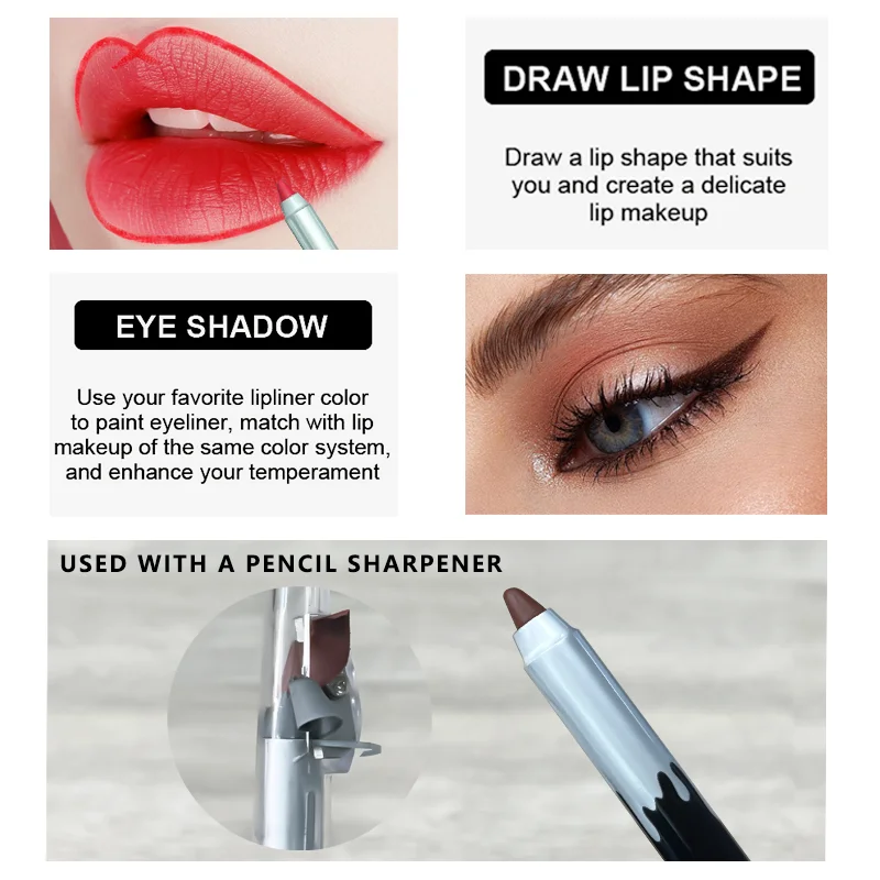 12-kleuren waterdichte matte lipliner rode contourverf lippenstift langdurige hydraterende lipmake-up