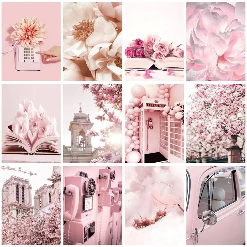 

CHENISTORY Picture By Number Pink City Landscape Kits For Adults Handpainted DIY Paint By Number On Canvas Home Decor