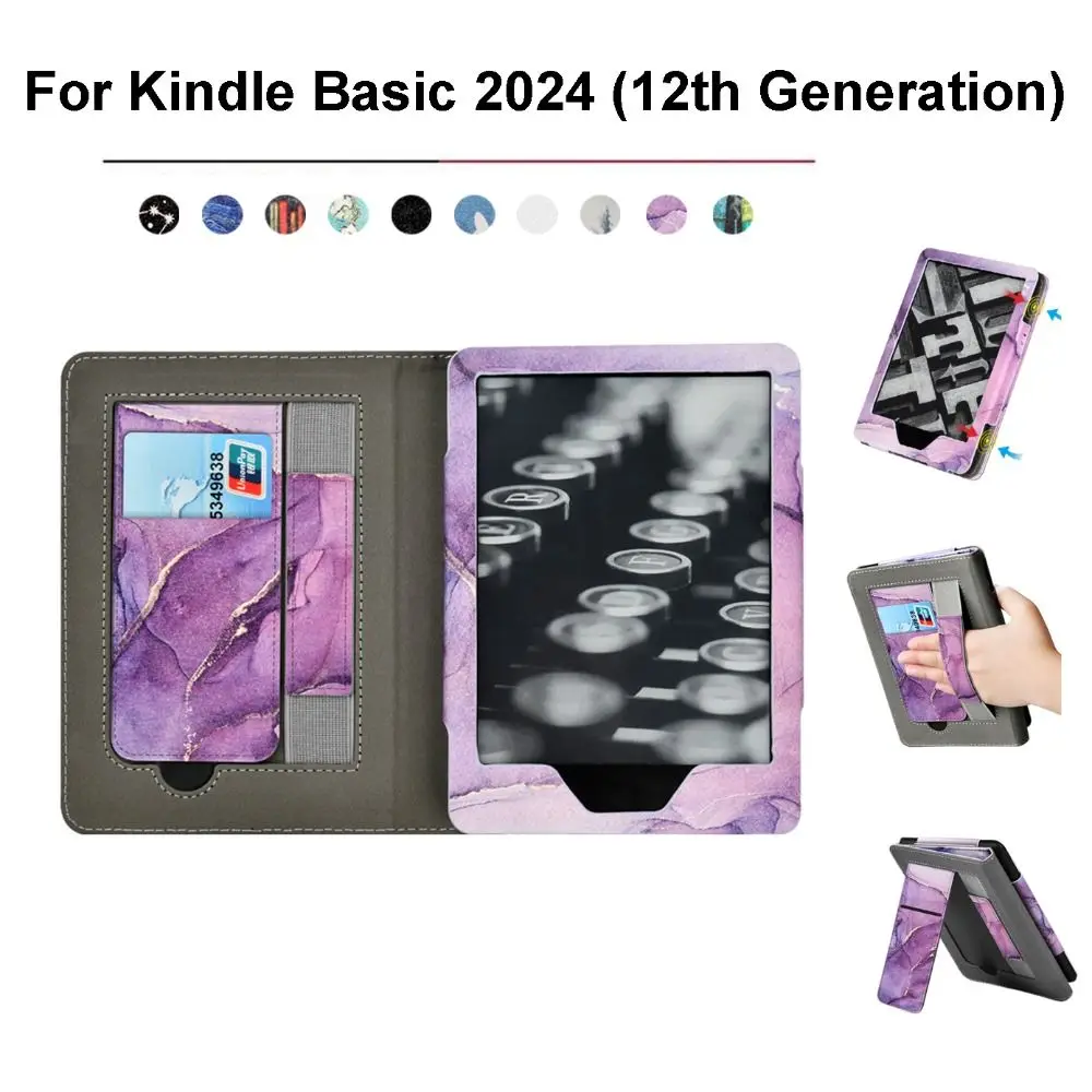 

6 inch eReader Case 12th Generation Auto Sleep/Wake C2V2L3 Folio Cover Slim PU Leather for Kindle 2024 (12th Generation)