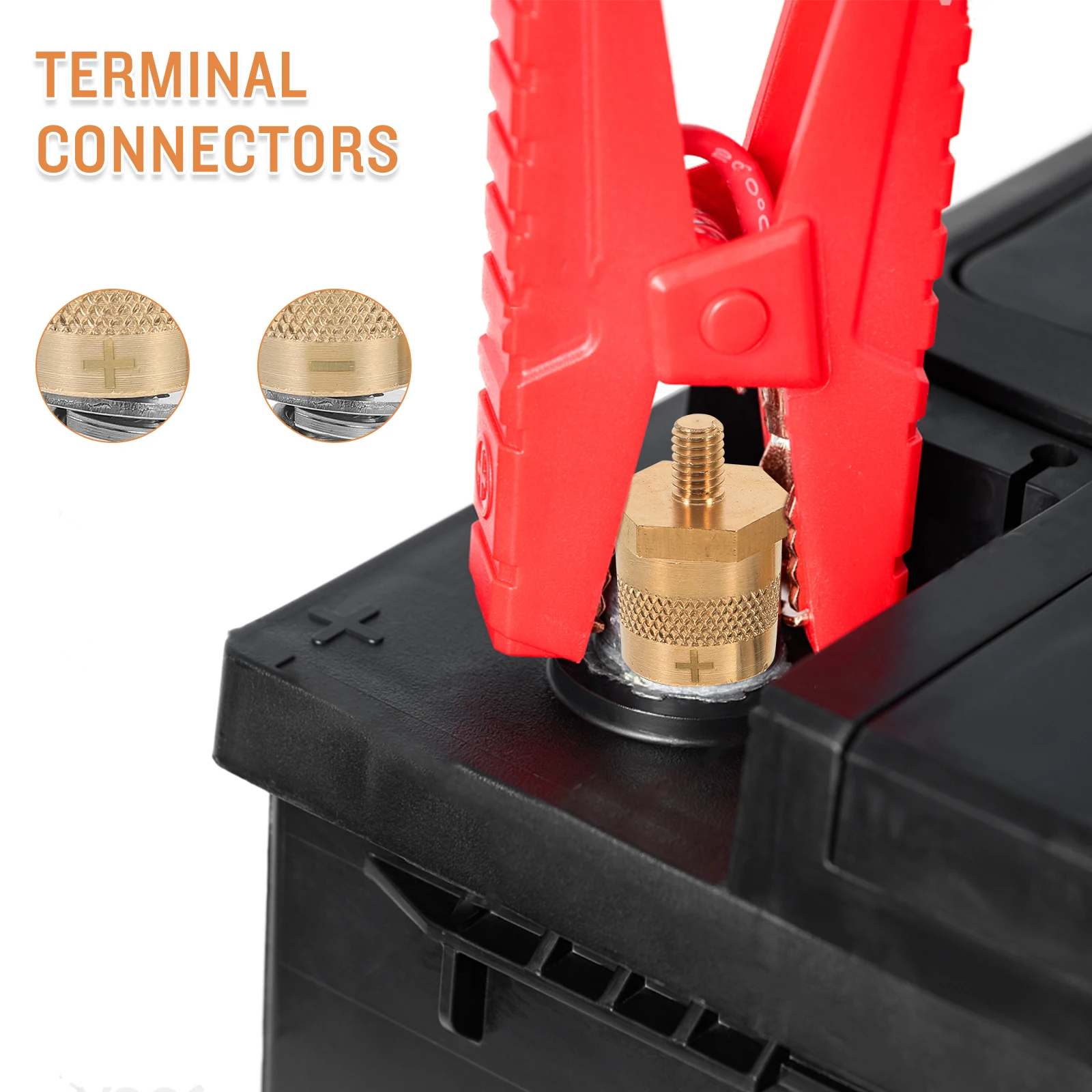 

2pcs Car Terminal Adapters Sturdy Metal Post Connectors Durable Electrical System Upgrade Easy Install Fit For Diy