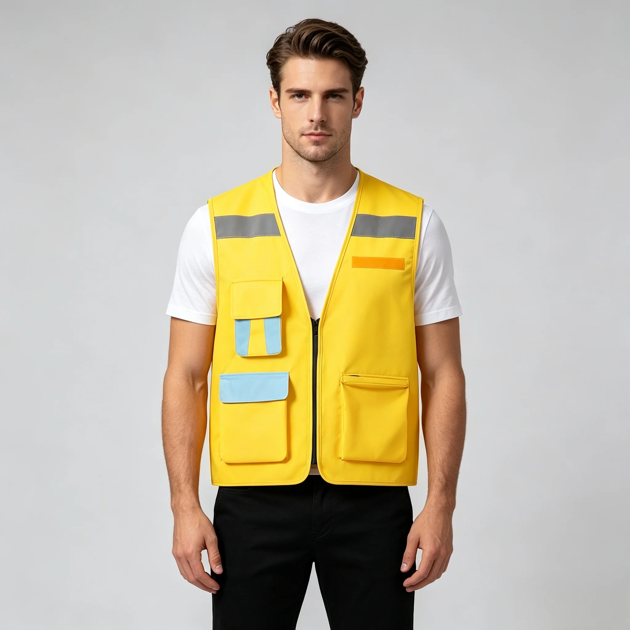 Night protective  vest New Vest for Driving  Express multi-pocket  breathable mesh coat work clothes printed logo for team