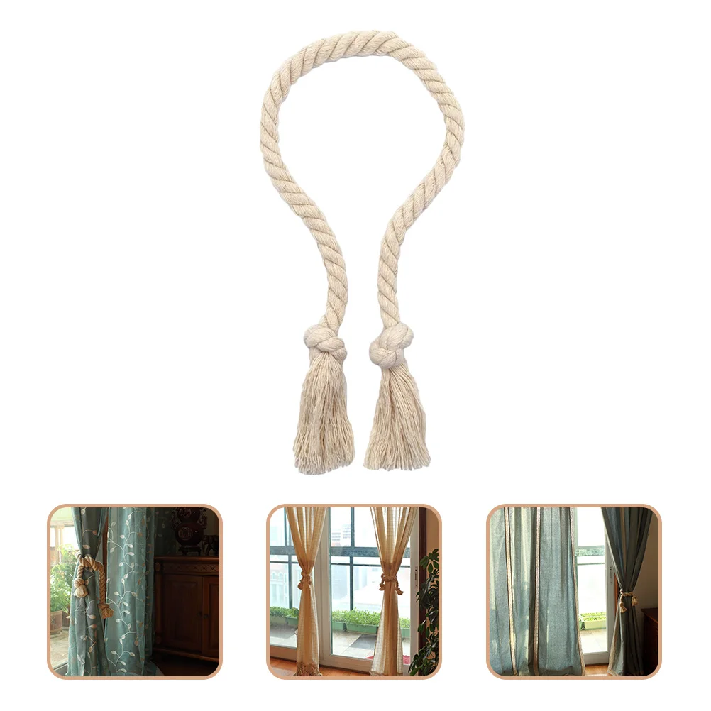

6pcs Curtain Tiebacks Cotton Rope Rural Style Decorative Drapery Ties For Home Bedroom Living Room Window Decor