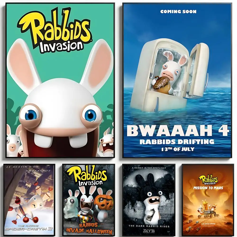 Anime Rabbids Invasion Poster Poster HD Printing Fresh Elegant Style Wall Art Home Decor For Living Room Bedroom Gift