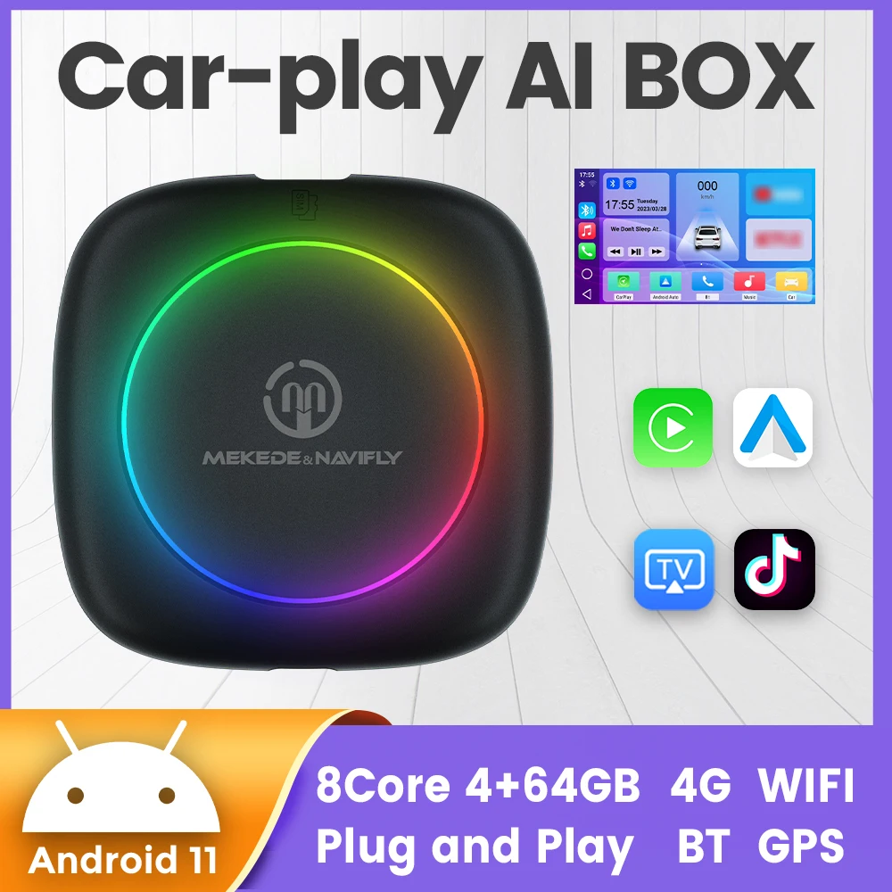 

Wire to Wireless Carplay ai box Android11 Ai BOX tv box Plug and Play Android Auto car intelligent systems Support NFX YTB