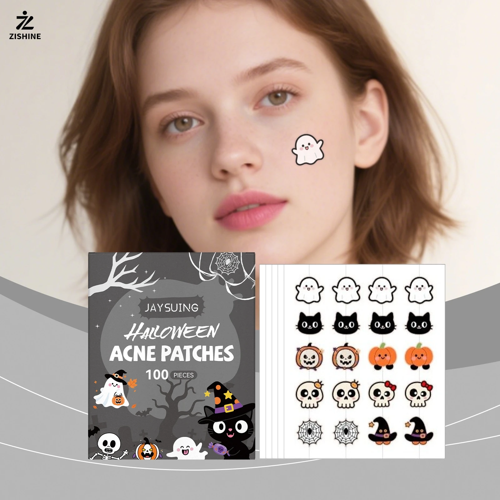 100pc Halloween Hydrocolloid Acne Patches, Pumpkin and Bat Shaped, Alcohol-Free and Fragrance-Free, Suitable for All Skin Tones