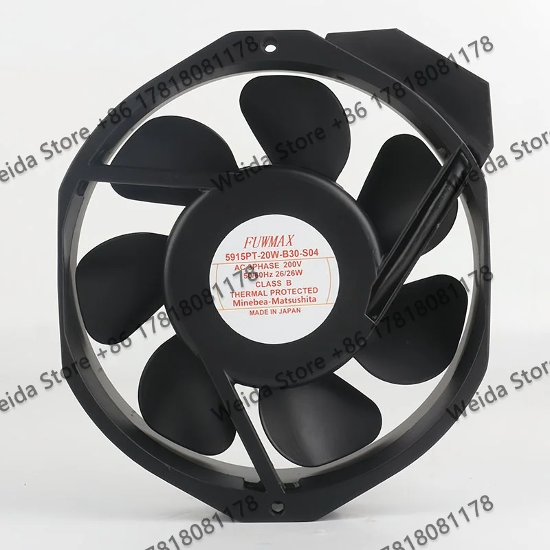 

5915PT-20W-B30-S04 172X150X38MM Metal high-temperature resistant 200V 26/26W 17238 Frequency converter Cooling fan