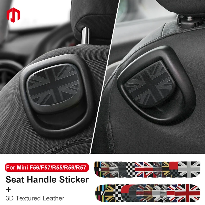 Leather Car Rear Seat Back Handle Decal Cover Protective Sticker For Mini Cooper R56 R55 F56 F57 Interior Decorative Accessories