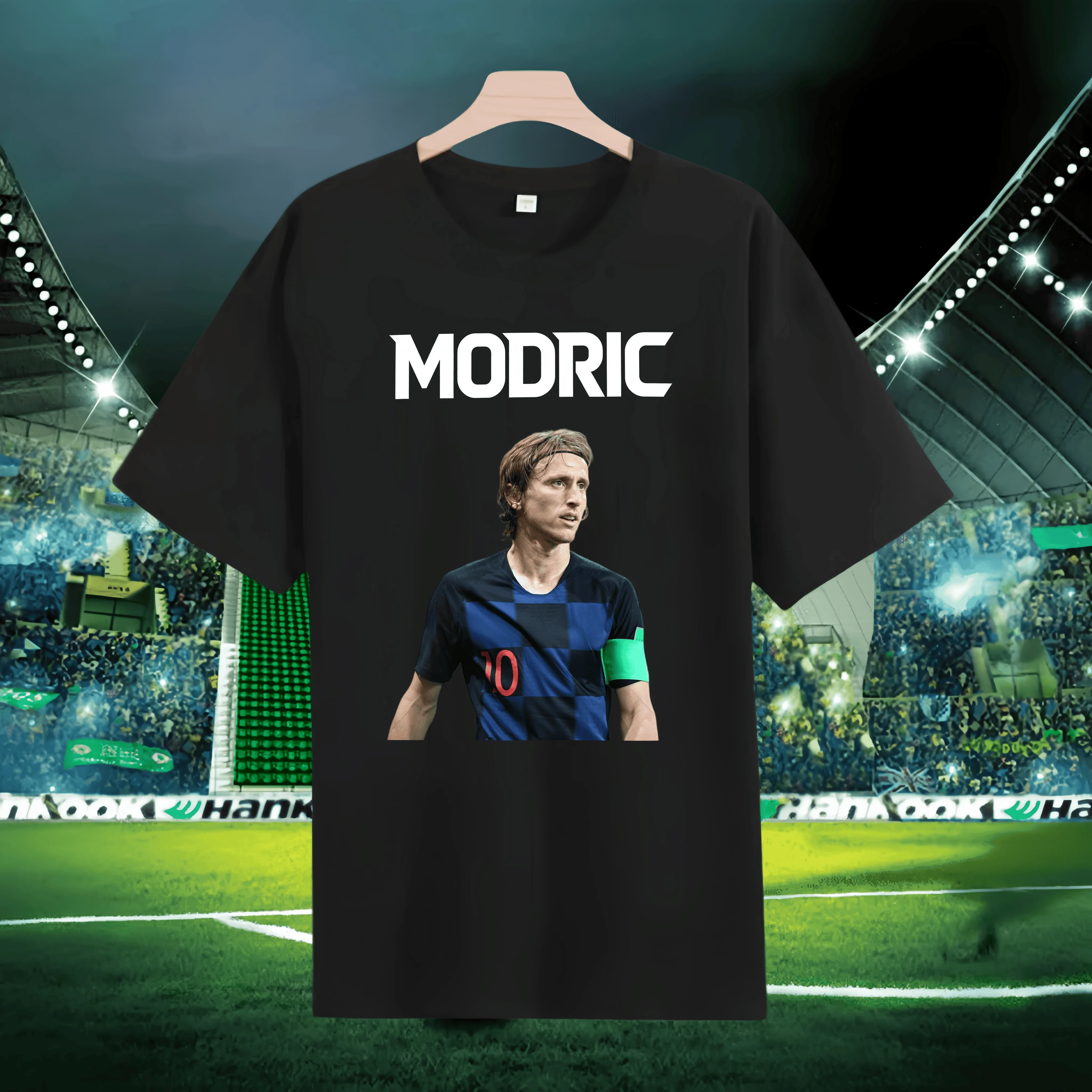 2526  Luka Modrić Commemorative T-shirt Retro Fashion Printed Men's Top Family and Child Wear Black and White Kids Clothes