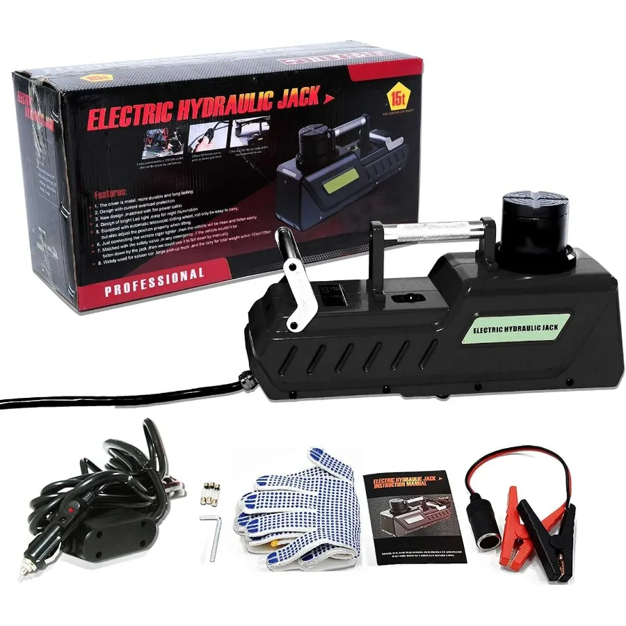 Auto-Wagenheber, hydraulischer 12 V DC, 33000 lbs, 15 Tonnen robuster elektrischer Wagenheber mit LED-Anzeige für Wohnmobil, Wohnmobil, LKW, Van, Limousine, SU