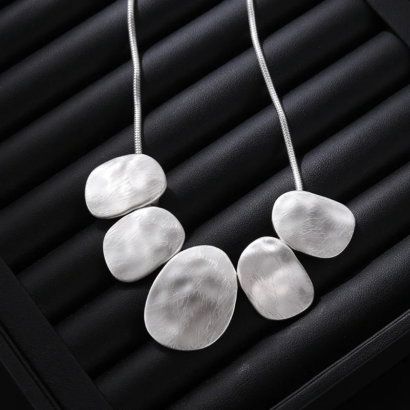 European and American versatile fashion necklace geometric brushed short chain simple women's jewelry