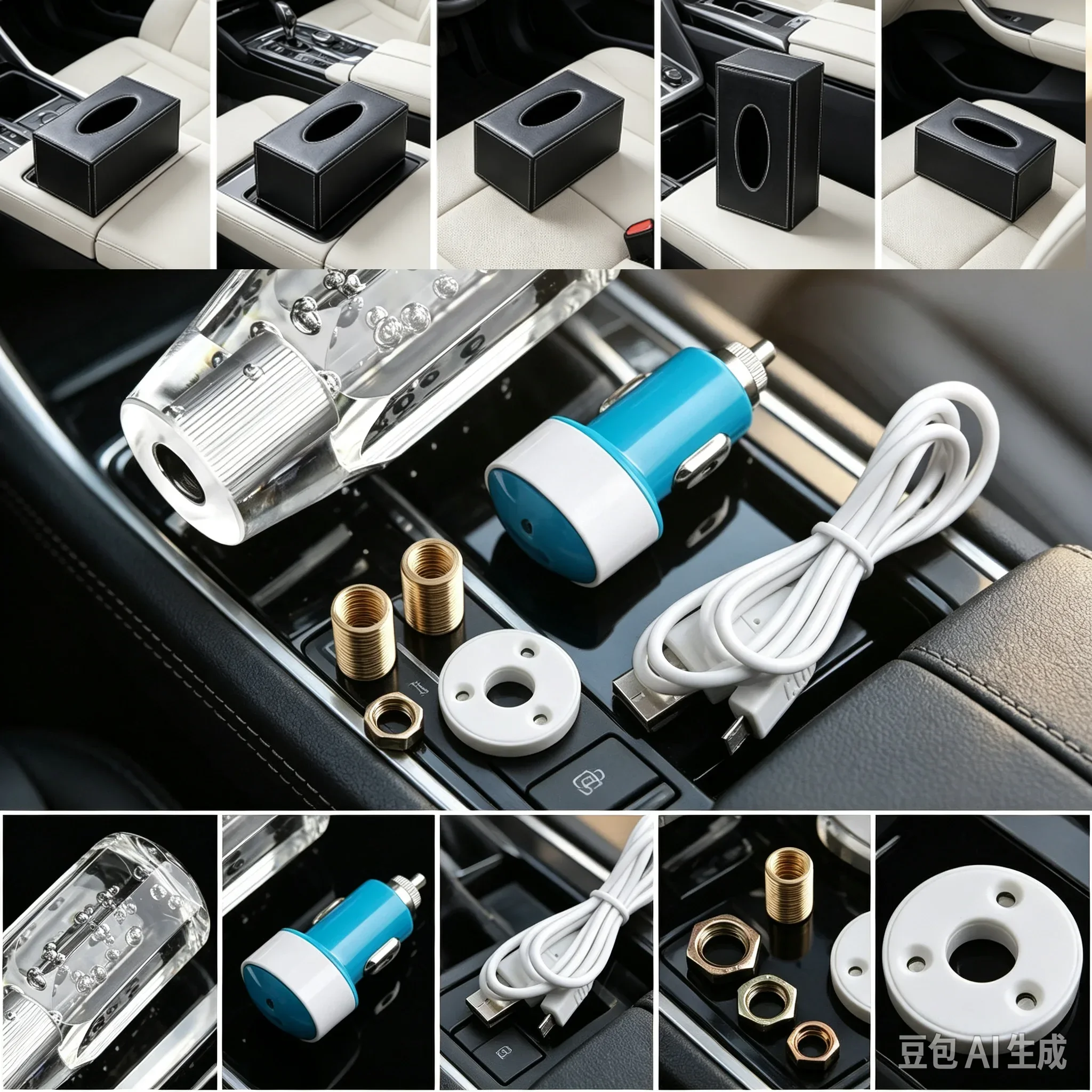 10cm Car Transparent Stitching Multicolor Gear Shift Knob Crystal Bubble Colorful Shifter Lever With 7 Color Led Holder