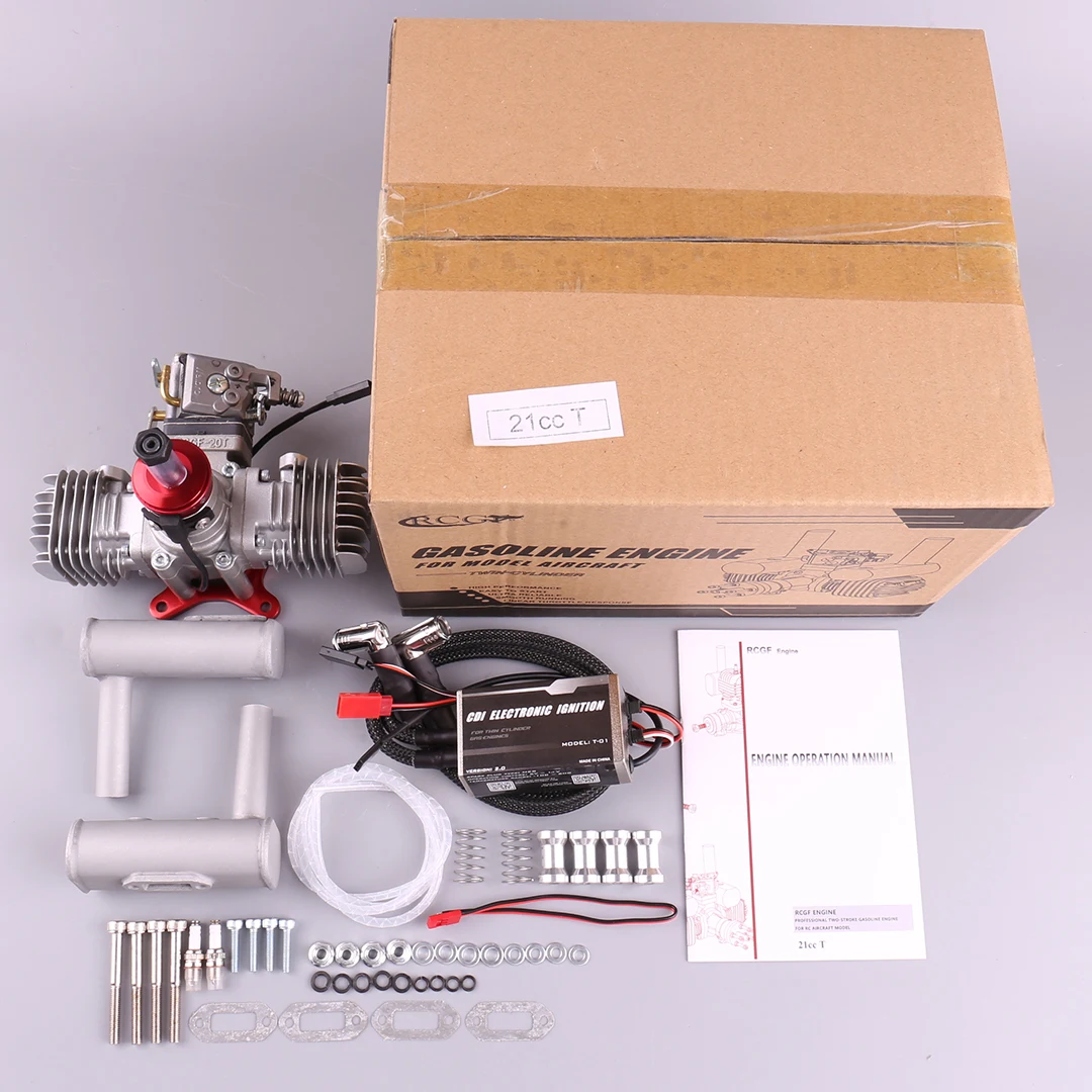 NEW VVRC RCGF 21CCT V2 21cc Dual Cylinder Petrol Engine with Exhaust Pipe for For RC Airplane Fixed Wing Model