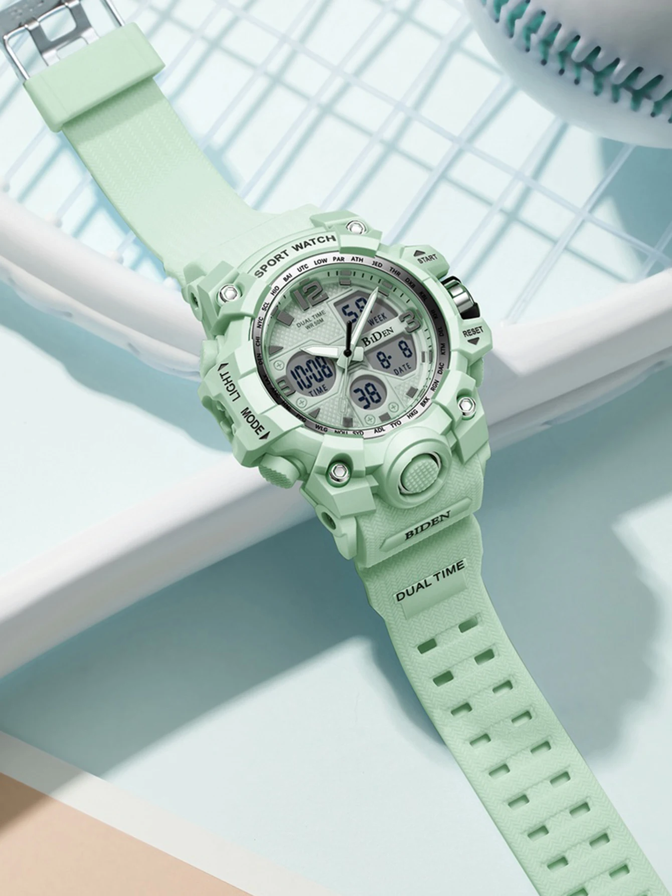 BIDEN Fashion dual display sports watch waterproof timing quartz watch suitable for both men and women digital clock luminous