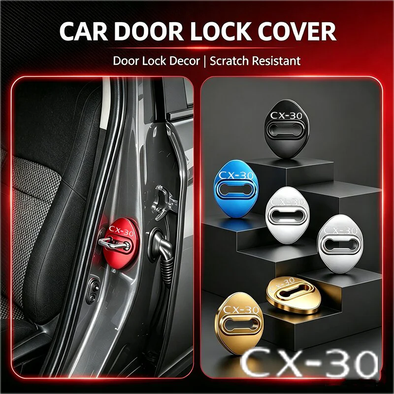 4PCS Car Door Lock Protect Cover For Mazda CX30 CX-30 Buckle Anti-Collision Protective Covers Shock Absorbing Case Accessories