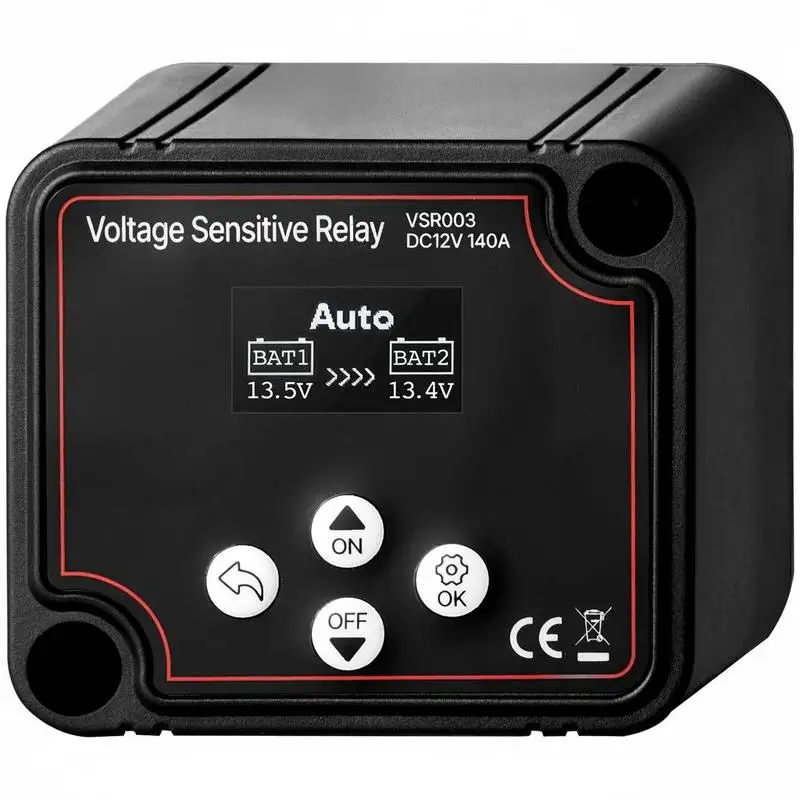 

Dual Battery Isolator, 12V 140 Amp, Manual and Automatic VSR Voltage Sensitive Relay with LCD Screen, Smart Battery Isolator for Lithium & Lead-Acid Batteries, for Car Truck RV UTV ATV Boat