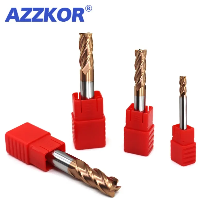 AZZKOR HRC55 5PCS 10PCS Fräser Hartmetalllegierung 4-Schneiden-Flachfräser für CNC-Bearbeitung Endmills – Detail 5