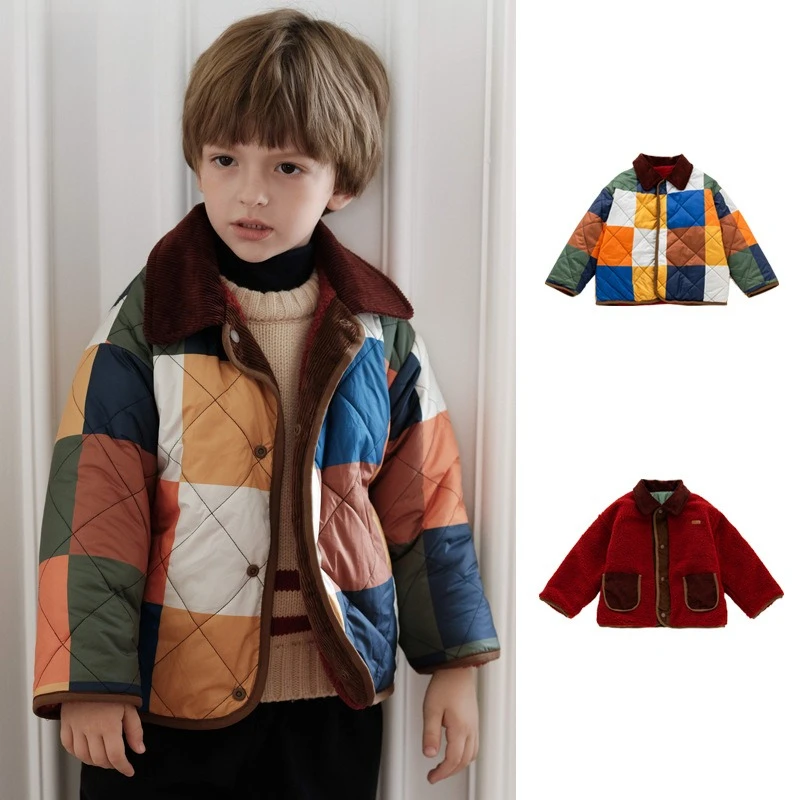 2026 Autumn Winter New Versatile Short Cotton Jacket for Boys and Girls, Reversible, Padded, Loose Fit Coat