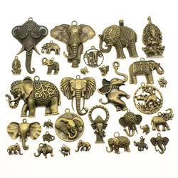 WYSIWYG 40g Antique Bronze Color Zinc Alloy Random Mix Styles Elephant Pendant Charms DIY Jewelry Making Accessories