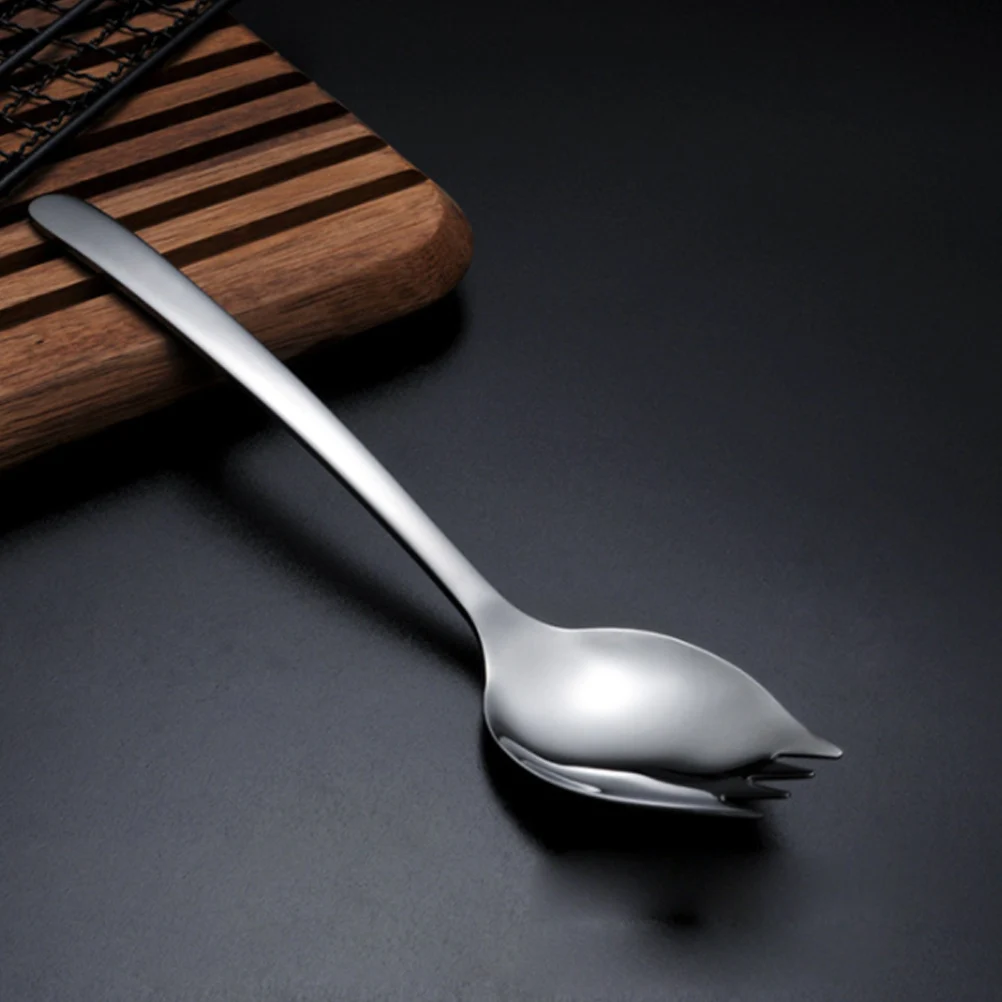 

1Pcs Stainless Steel Spork Thick Reinforced Handle Portable Spoon Fork Fruit Serving Tool Party Flatware Kitchen Utensil