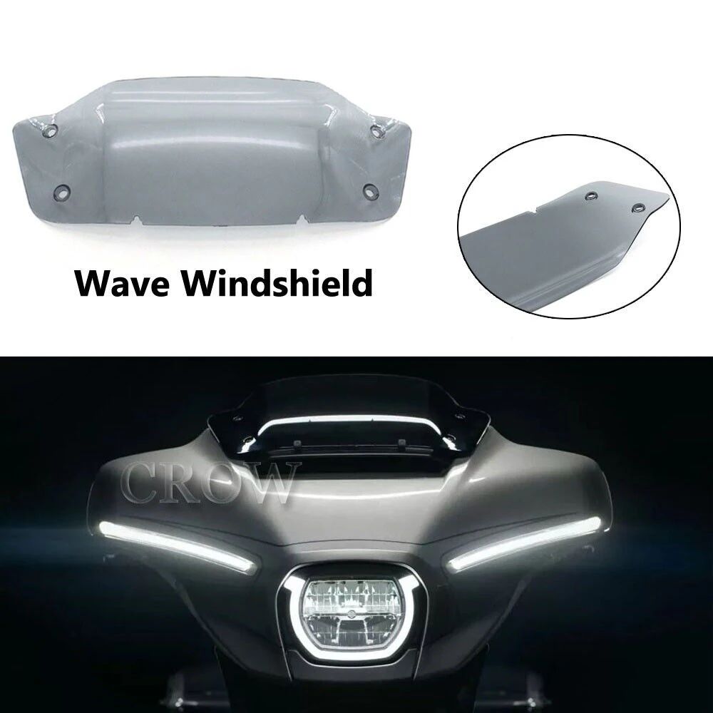 

Motorcycle 4.5" Smoke Gray Wave Windshields Windscreen Covers Panels for Harley Touring CVO Road Glide FLTRX FLTRXSE 2023-2024