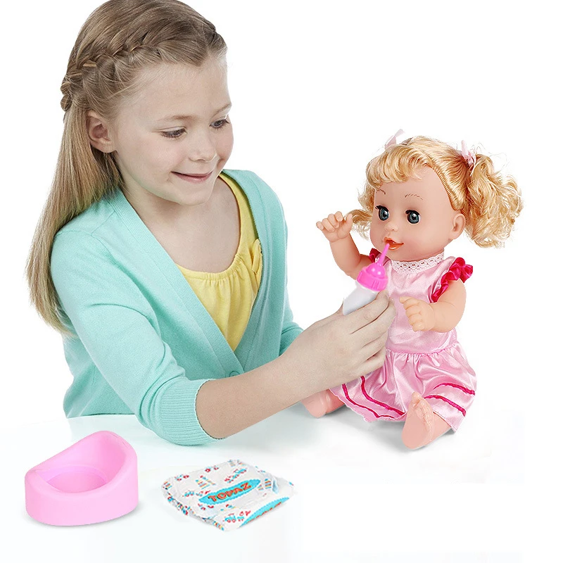 Simulazione per bambini Passeggino in plastica Giocattolo per ragazze Casa da gioco Accessori per casa delle bambole con bambole che bevono pipì Passeggino Regali per ragazze