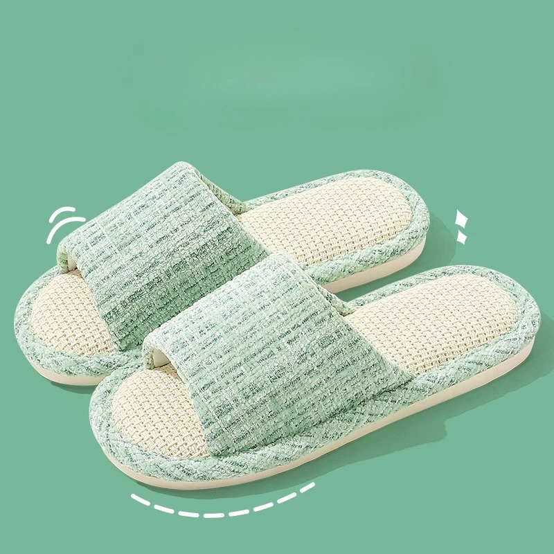 

Модные домашние льняные тапочки для пар, новинка 2025, женская дышащая домашняя обувь, влагопоглощающие противоскользящие хлопковые льняные тапочки