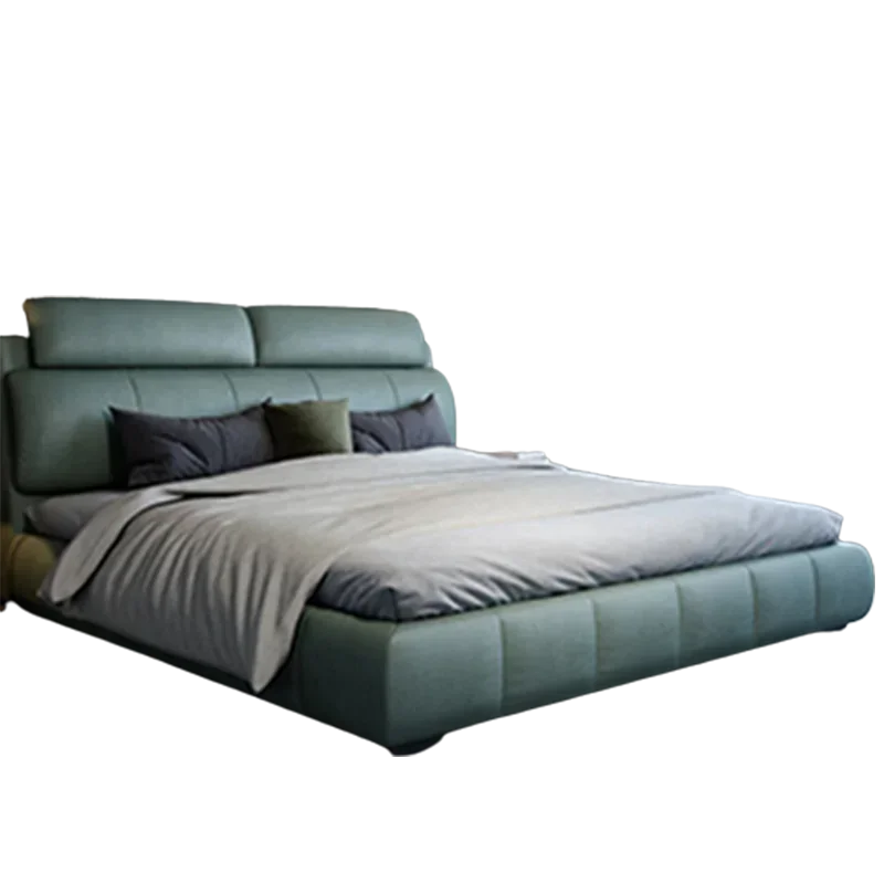 #Master Modern European Double Bed Luxury Villa Leather Bedframe Human Double Bed KingSleeping Cama Matrimonial Nordic Furniture