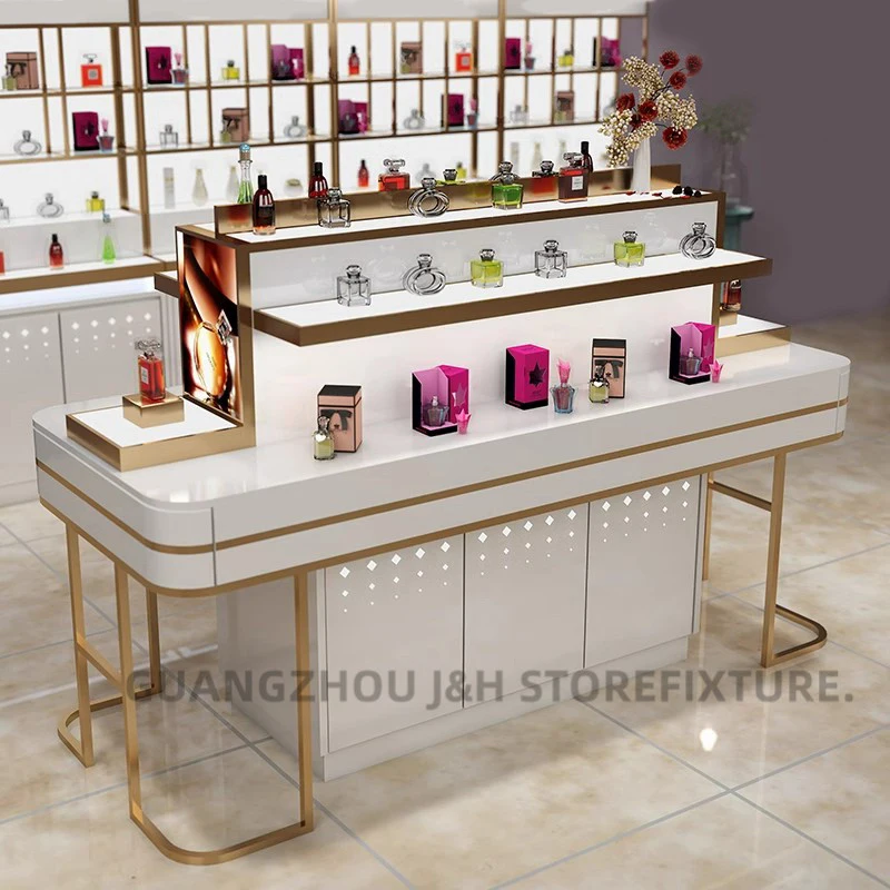 New Custom Design Cosmetic Retail Counter Makeup Shop Indoor Display Furniture Cosmetic Display Cabinet