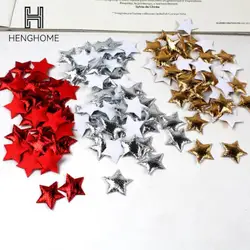 100Pcs Gold/Silver Stars for Christmas Party Decor Foam Fabric Stars DIY Scrapbook Cards Ornaments Embellishments Accessory