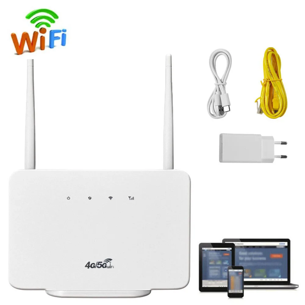 4G Router 300Mbps 2,4 GHz WLAN-Router mit SIM-Kartensteckplatz Hochgeschwindigkeits-EU-Stecker Drahtloser Router für Zuhause Büro Arbeit Reisen Weiß