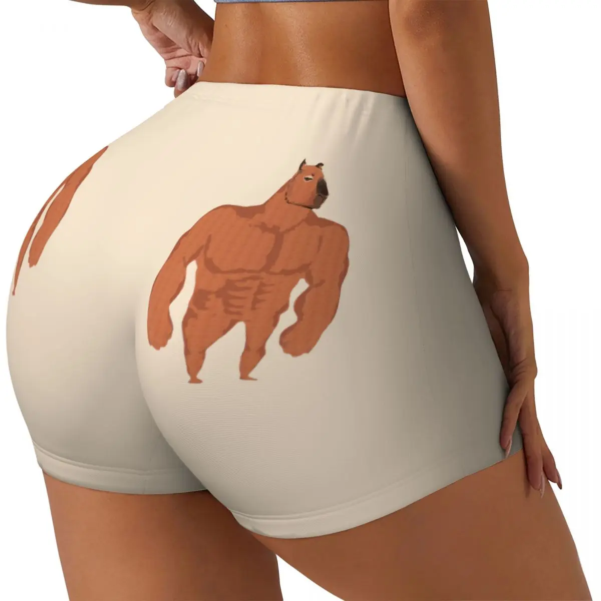 

Funny Muscle Capybara Women Workout Shorts Seamless Scrunch Butt Lifting Athletic Short Pants For Yoga Gym