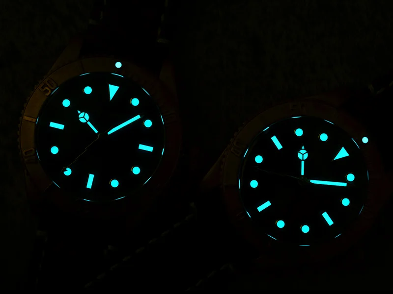 Baltany Мужские дайверские часы 44 мм бронзовые автоматические механические наручные часы с сапфировым стеклом 20ATM водонепроницаемые BGW-9 светящийся кожаный ремешок NH38