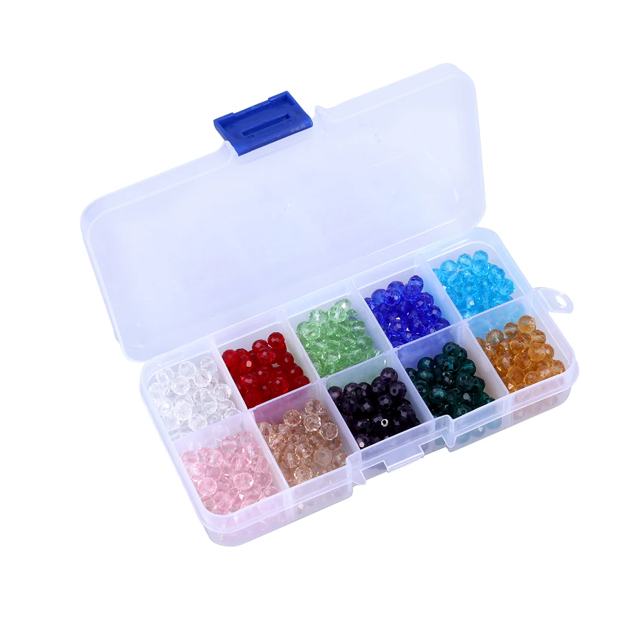 

500Pcs 10 Colors 6mm Briolette Crystal Glass Beads Finding Spacer Beads Assorted Colors Beads with Container Box