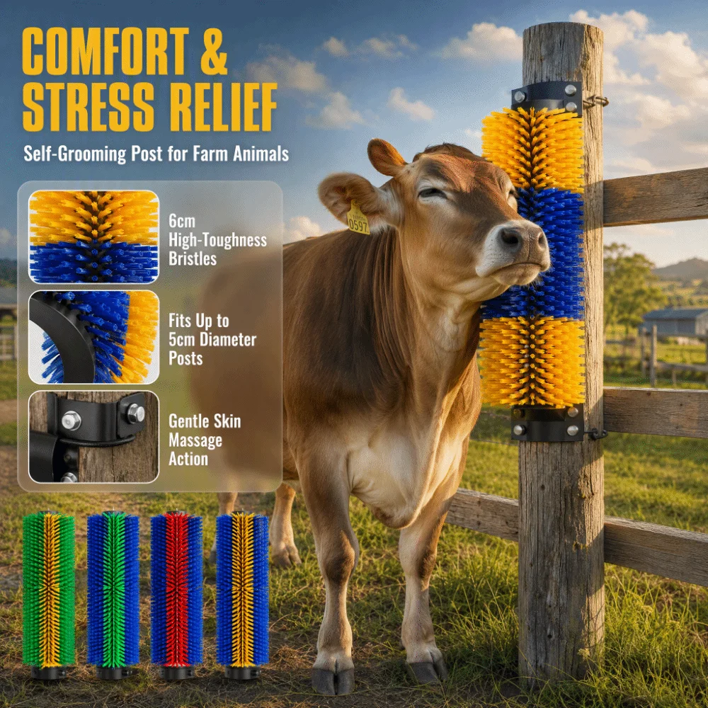Deep Massage Livestock Grooming Brush Cylinder Brush Quick-Connect System Massage Grooming Tool Grooming Brush Itch Relief