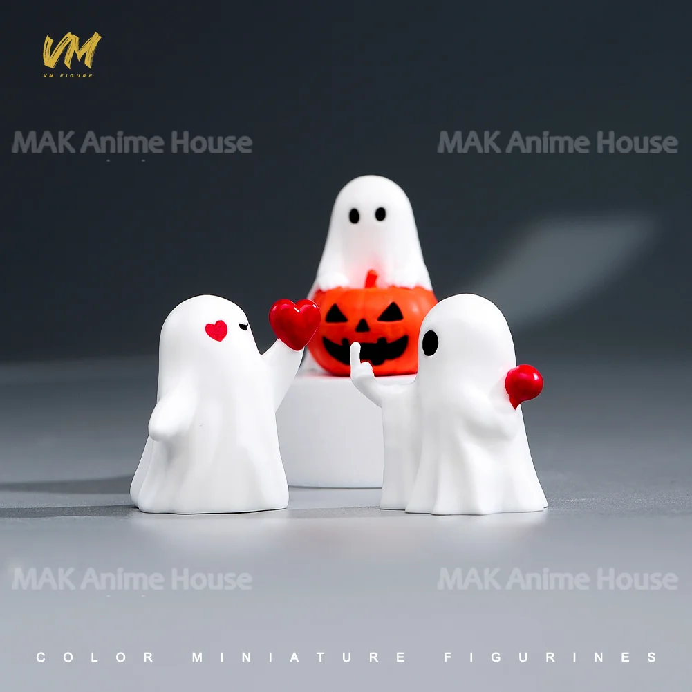 Harz Miniaturen Geist Baby Kaninchen Kürbis Katze Nette Szene Figur Gemalt Modell Für Halloween Dekorative Ornamente Spielzeug Puppen Set