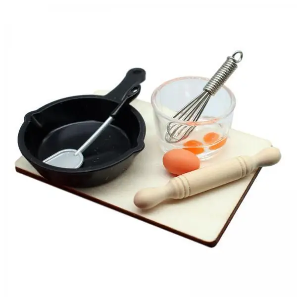 Egg Rolling Pin Playset Realistic Dollhouse Kitchen Mini Furniture 1 12 Scale Accessories for Roleplay Cooking Scene