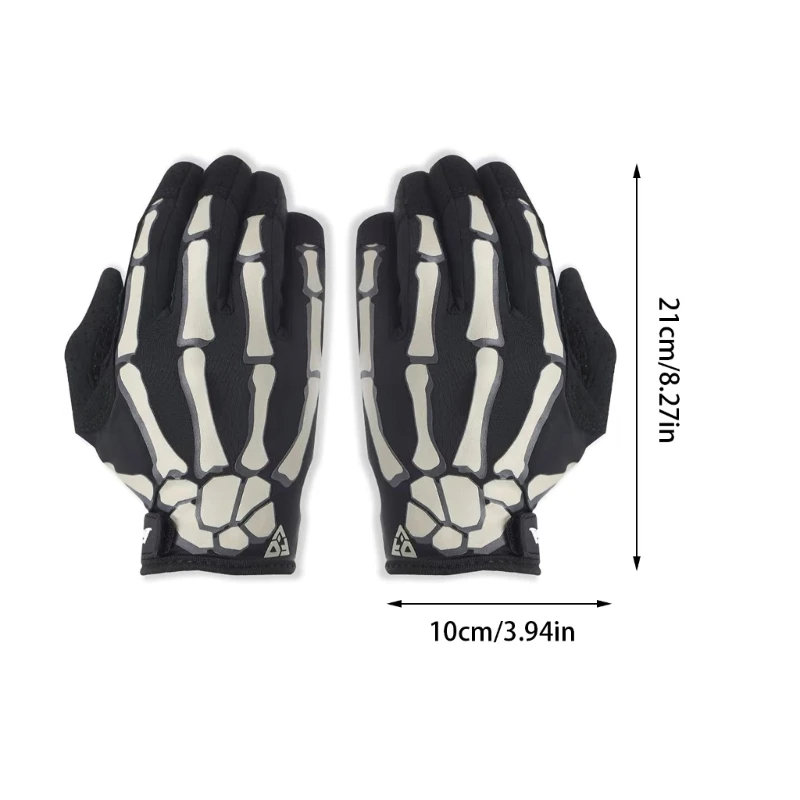  Nylon Motorcycle Gloves for Comfortable Cycling Skeleton Hand Pattern