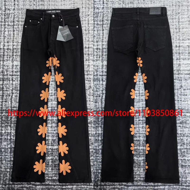 

American High Street LOST SHDWS Jeans Retro Fashionable Embroidery Logo Pattern Leisure Elasticity LOST SHDWS Slim-fit Pants