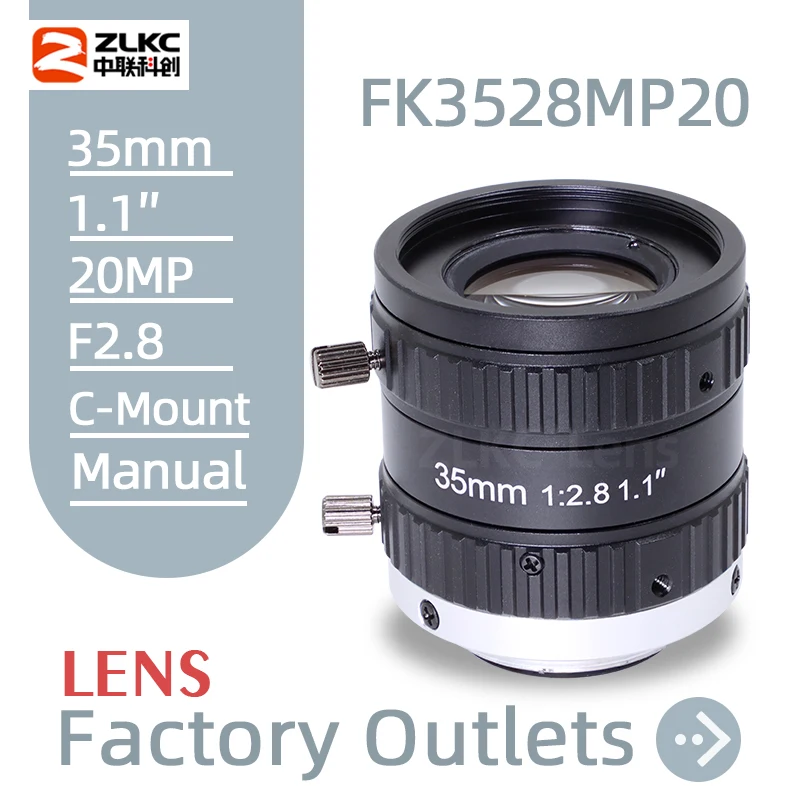 35mm Lens High Resolution 1.1 Inch 20Megapixel F2.8 C Mount Lens Low Distorsion Manual Iris Machine Vision Industrial Cameras