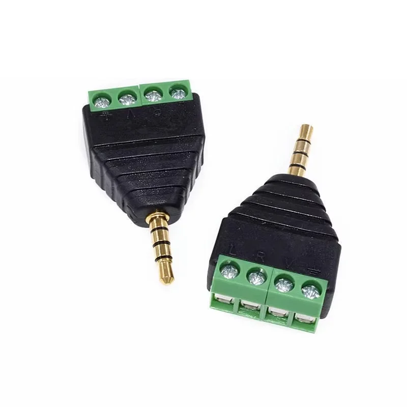 5/20/100PCS  3.5mm Stereo 4 Pole Male Jack To AV Screw Terminal Video AV Balun 3.5 Mm Male 4 Pin Terminal Block Plug Connector
