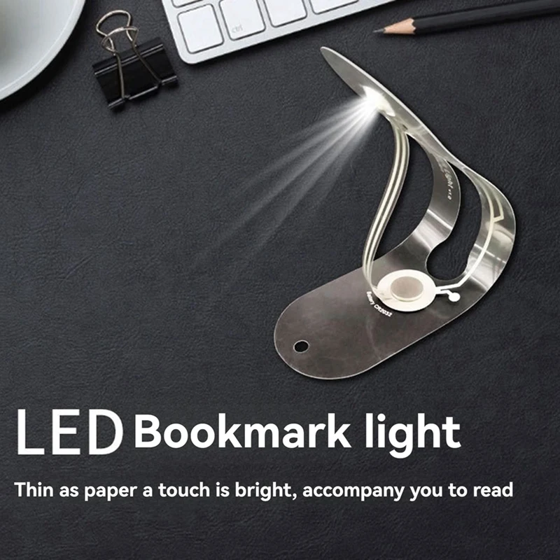 Lampu malam LED portabel Bookmark ultratipis melengkung lipat Mini lampu LED untuk membaca buku, majalah, Ereaders, dan banyak lagi