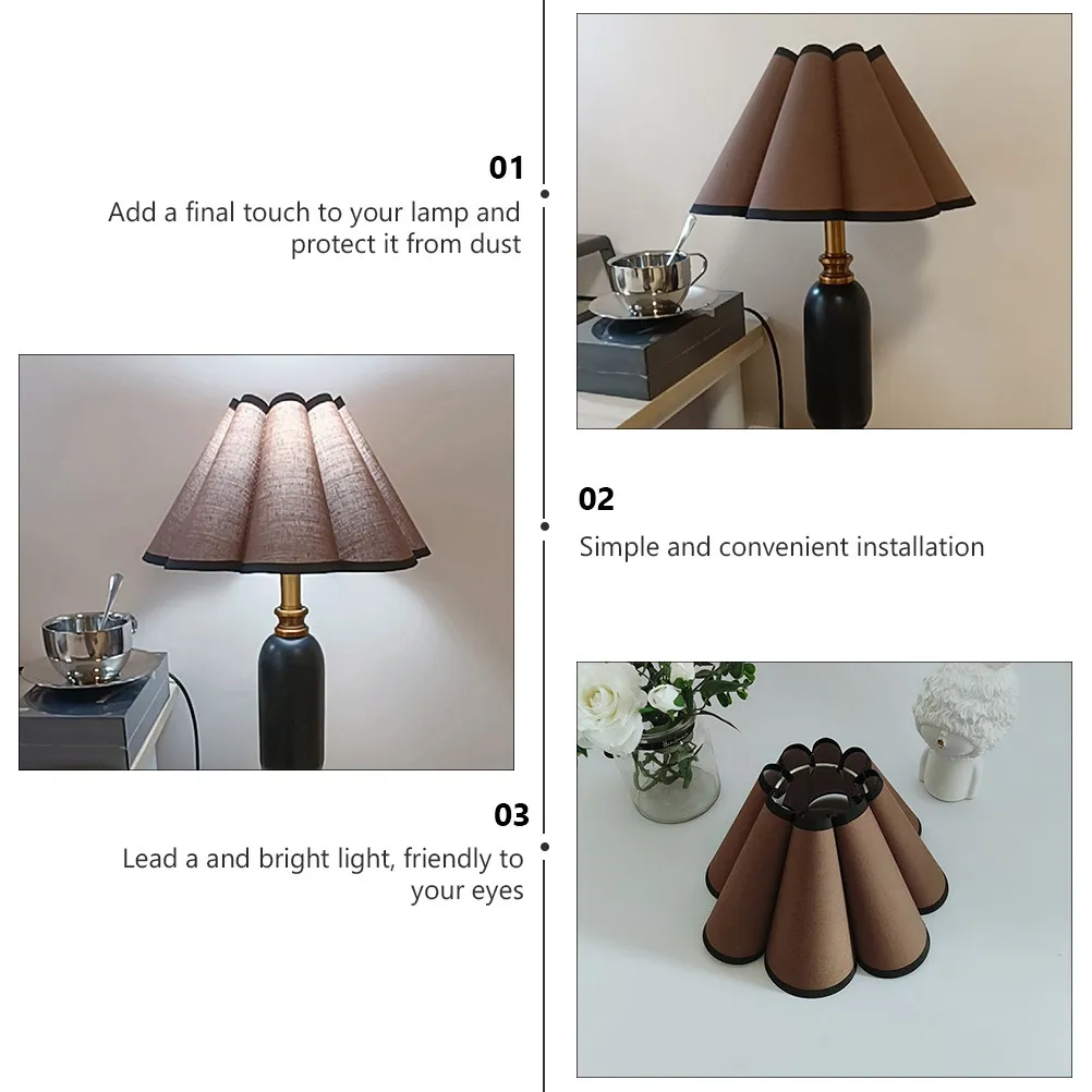 Cloth Art Lamp Shade Folding Petal Design Sturdy Iron Base Warm Light Diffuser Lamp Cover Decor for Living Room Bedroom Study