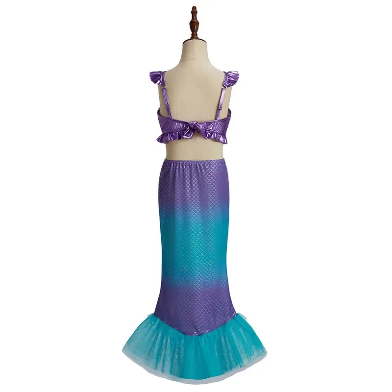 Summer Beach Party Fun Swimsuit Bikini Girl Cosplay Princess 3 Pieces Top Underpants and Tail Dress + Accessories