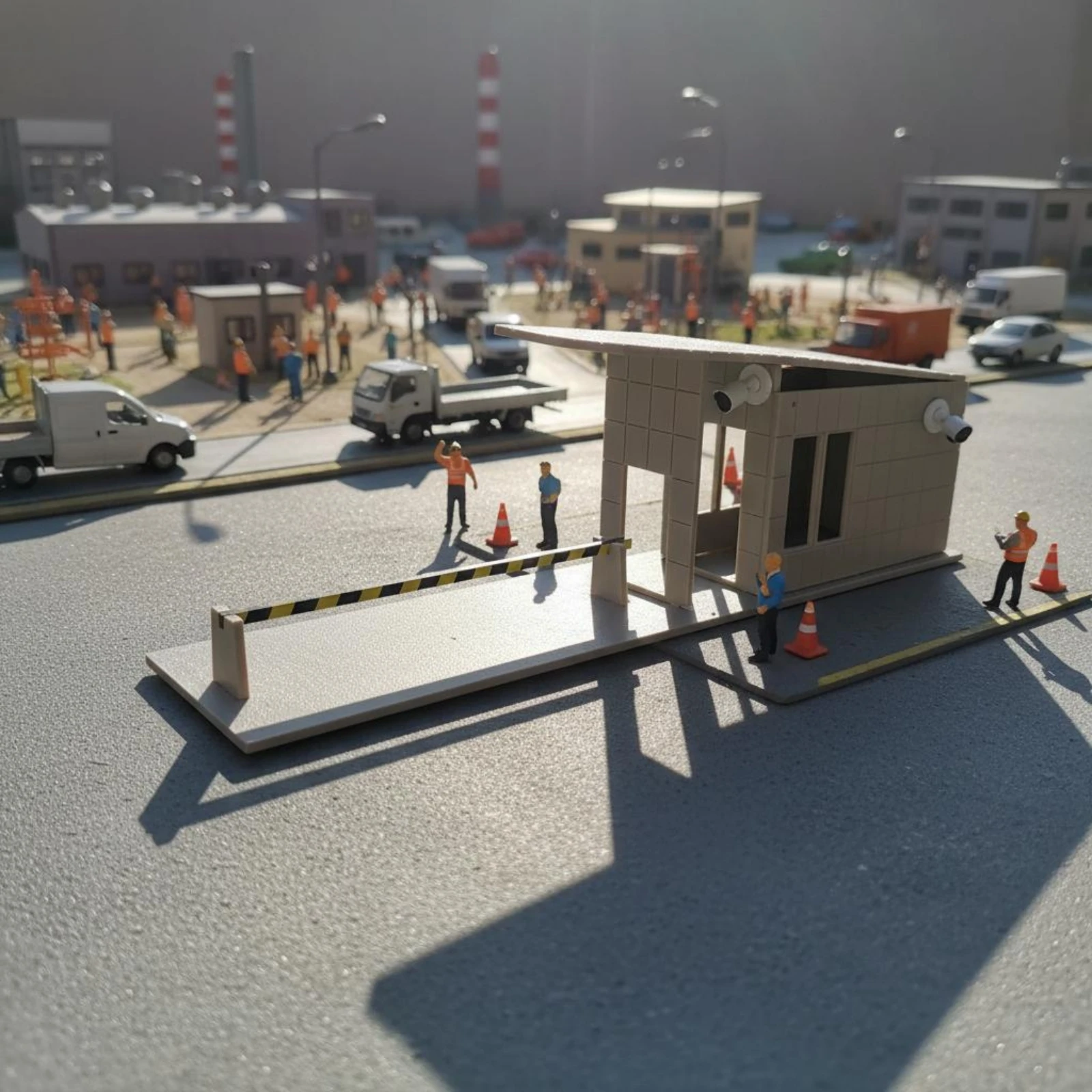 Security Booth Model Glue Free Guard House Miniature Unassembled House Kit Paintable Background Building ABS Material